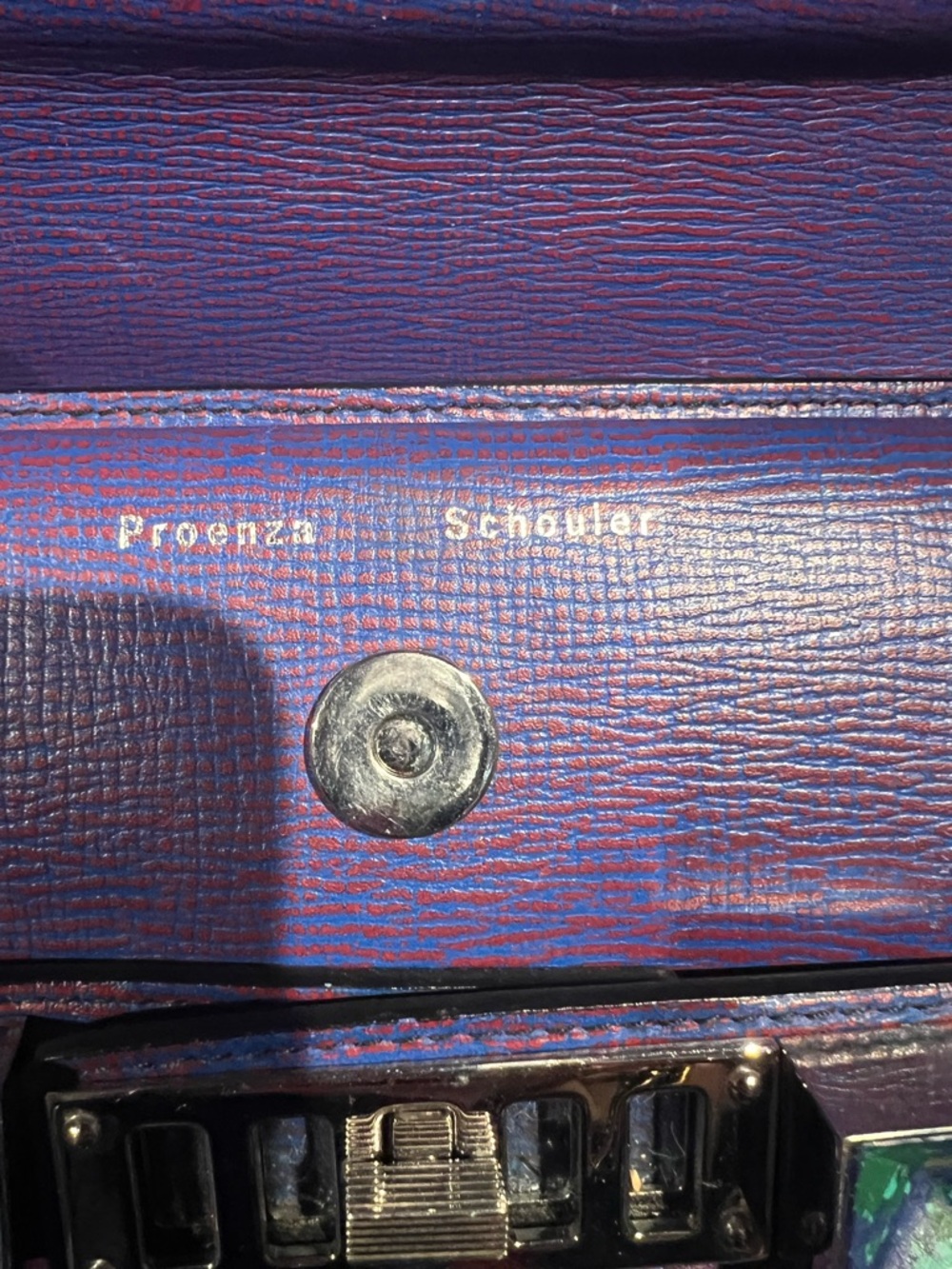 Proenza Schouler Purple Blue Textured Leather PS11 with Stone Accents - Picture 11 of 16